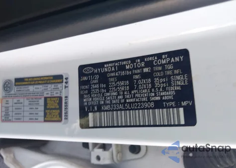 2020 Hyundai Tucson Sel from USA, damaged, VIN KM8J33AL5LU223908